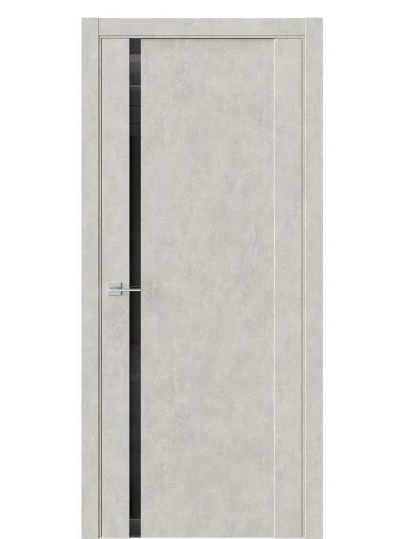 Бетон смоки / Серый / Под камень / Чёрное Lacobel / Без зеркала / Наличник телескоп